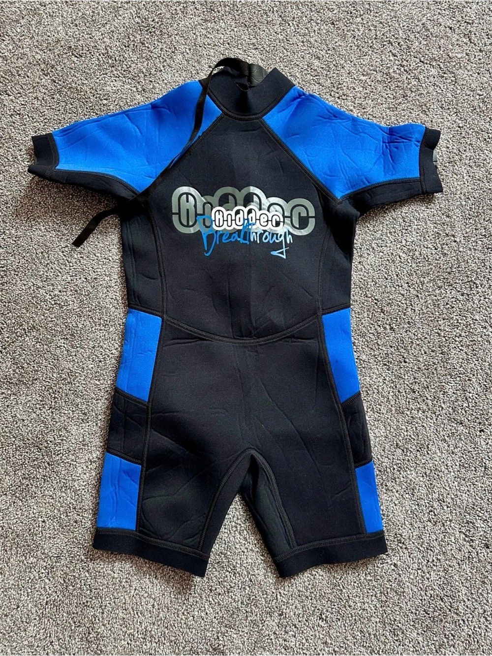 Kidder Breakthrough Kids Shorty Wetsuit Size 8 Black Blue Neoprene